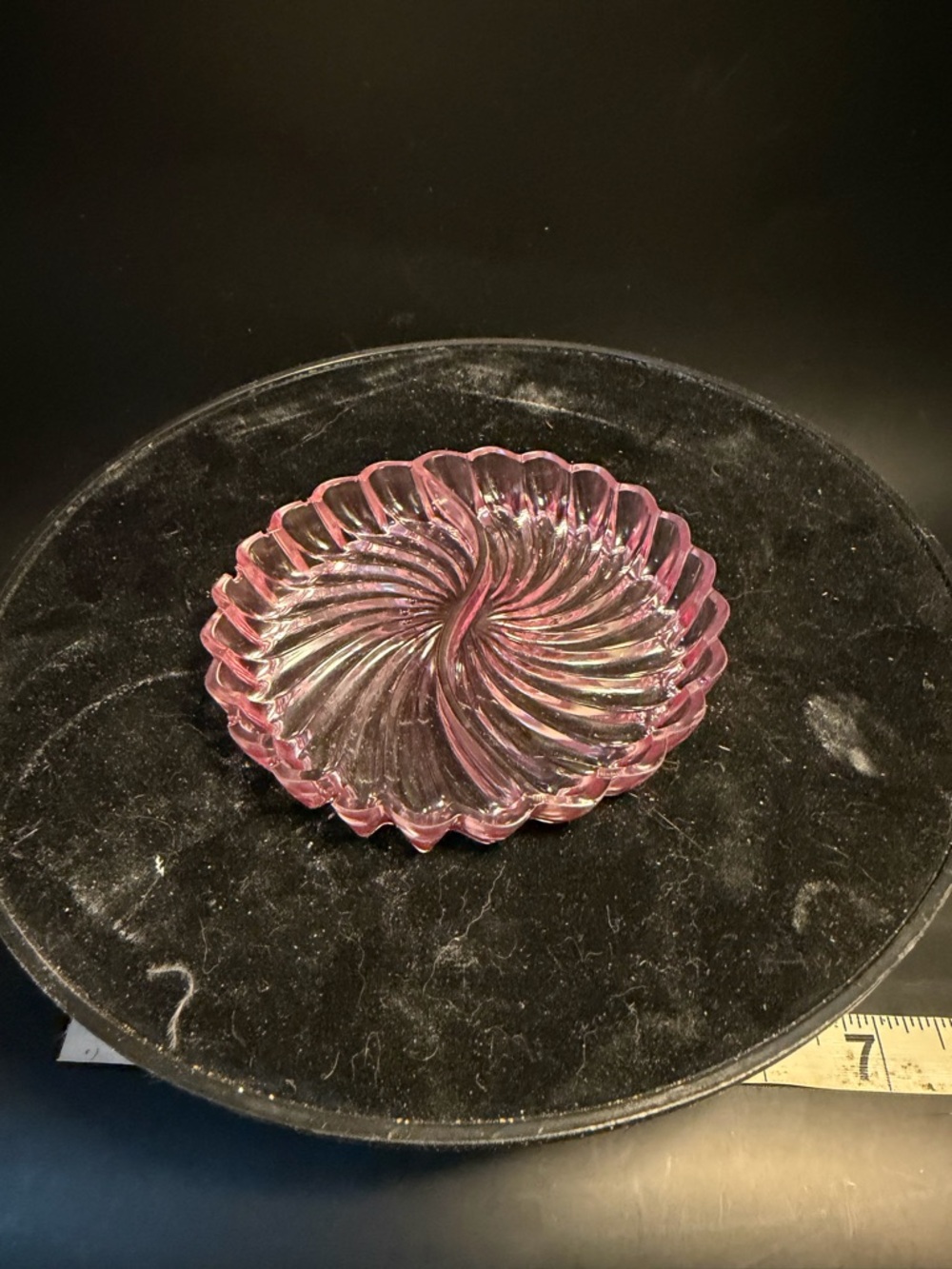 Vintage Pink Iridescent resin Swirl Dish